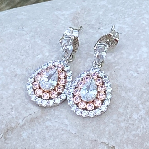 Genuine Crystal gold plated silver drop earrings Kohl’s Chrystina Rose - Picture 6 of 16